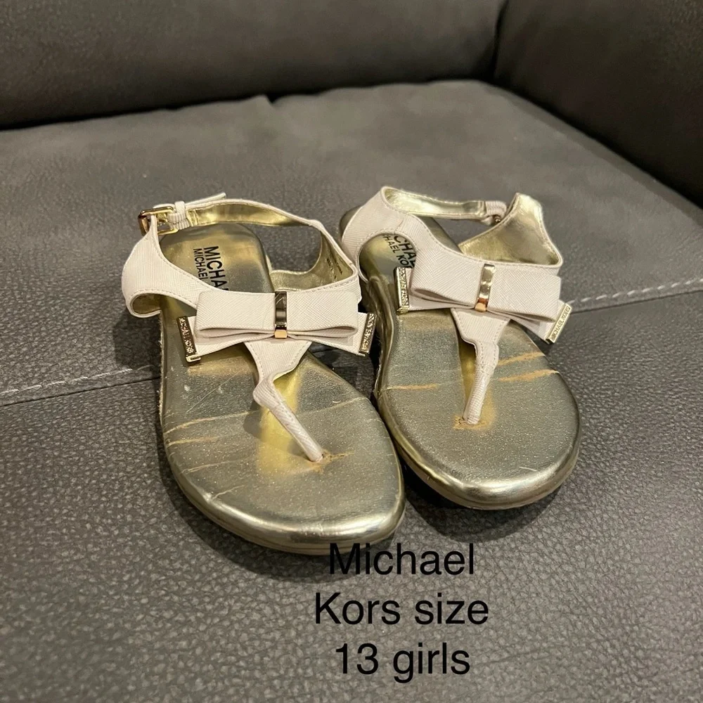 Michael Kors Girls' Sandals with Gold and Cream Accents